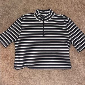 Zipper cropped top shirt